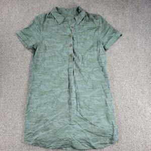 Vineyard‎ Vines Women Shirt Margo Dress 8 Green Camo Short Sleeve Mini